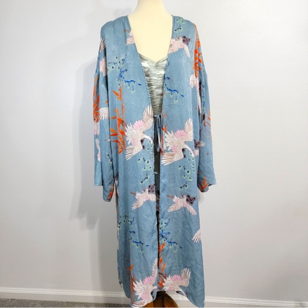 ASOS DESIGN Tall Premium Bird Print Robe Size Large